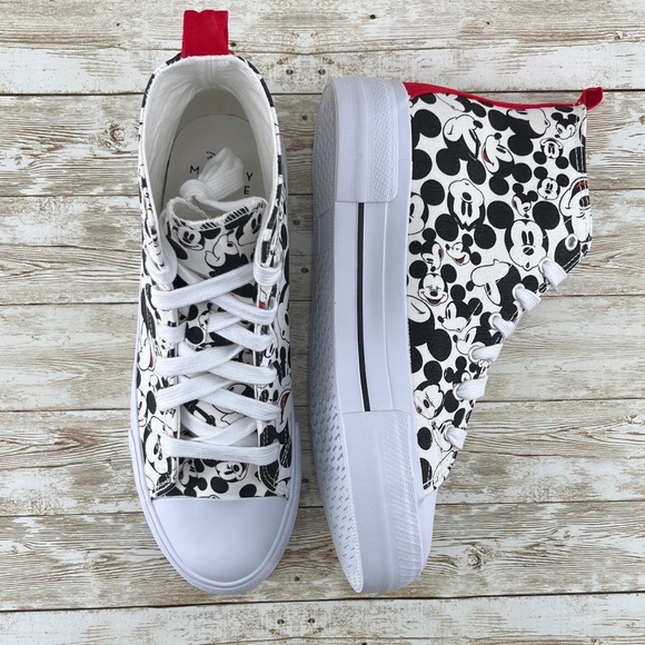 Women’s Disney Mickey Mouse High-Top Lace-Up Sneakers Shoes Size 10 - Picture 3 of 7